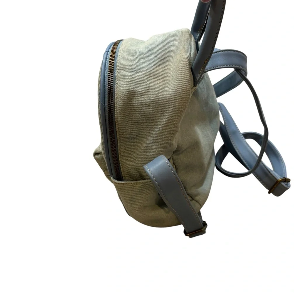 Like Dreams Brand Light wash‎ Denim and Faux Leather Small Backpack